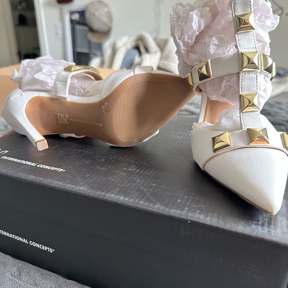 White INC gold studded heels - Picture 8 of 8
